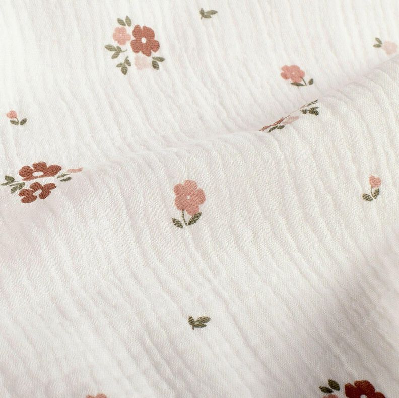 Tissu double gaze de coton Fleurs – blanc, image number 2