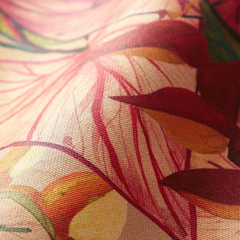 Tissu d’extérieur Canvas Feuillage exotique – carmin/lilas,  image number 2