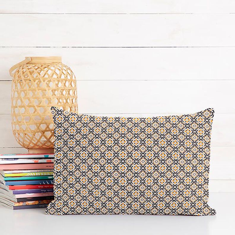 Tissu en coton Cretonne Motif de carreaux – blanc/noir, image number 7