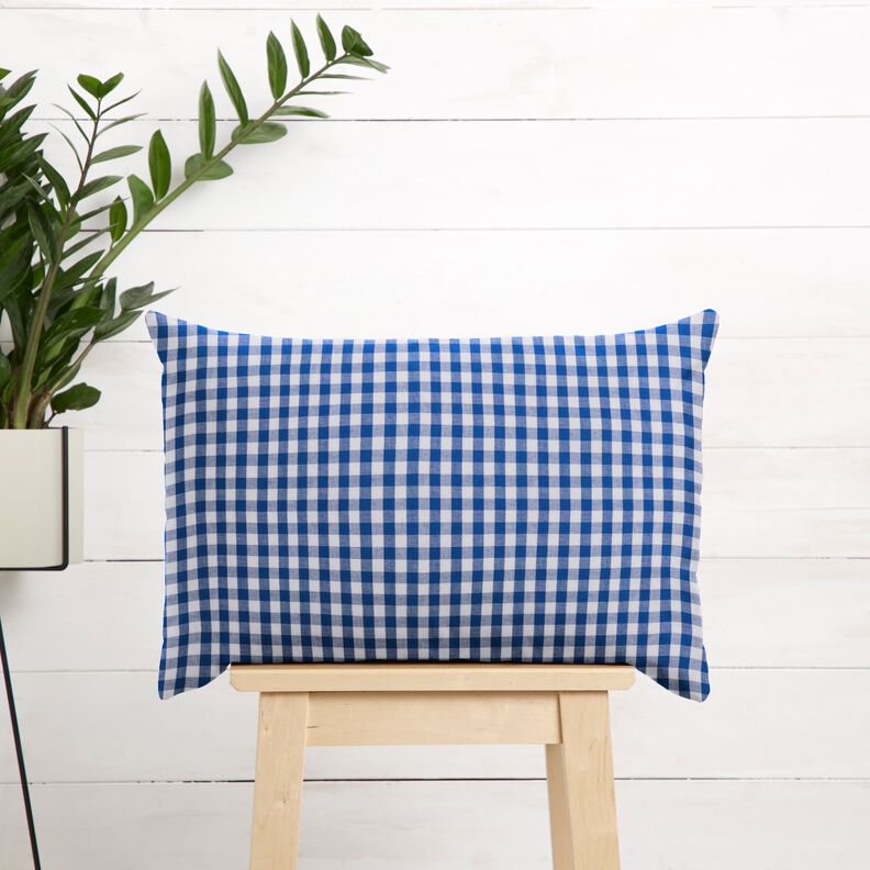 Tissu en coton Vichy à carreaux 1 cm – bleu roi/blanc,  image number 6