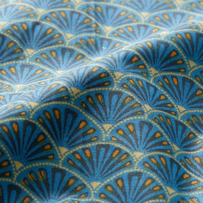 Coton enduit Éventails élégants – bleu,  image number 3