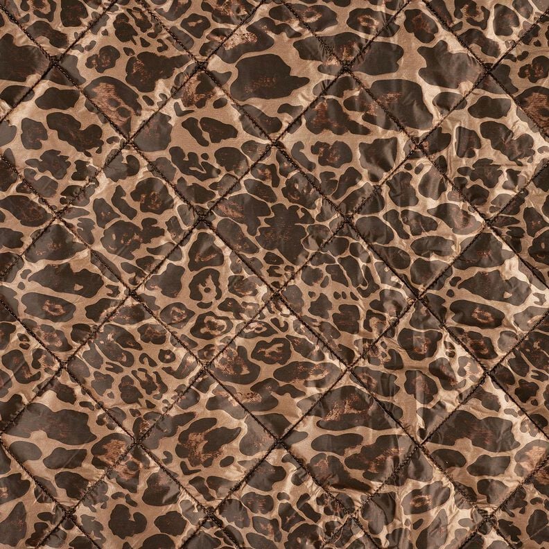 Tissu matelassé Losanges et lion – mocca/marron foncé, image number 1