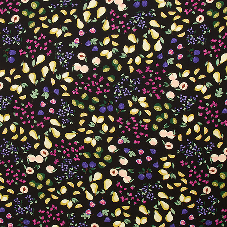 Tissu de viscose Fruits colorés – noir,  image number 1