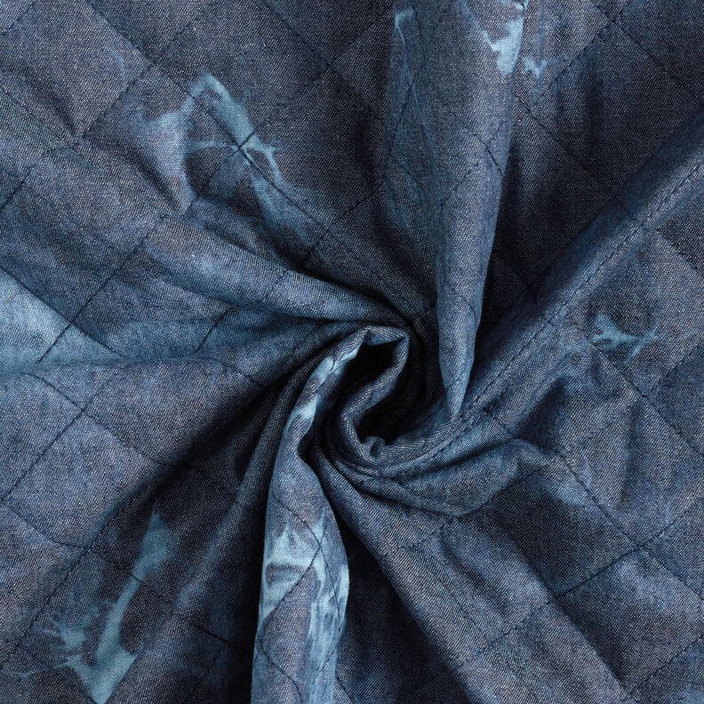 Tissu chambray matelassé en batik – bleu jean,  image number 4