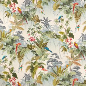 Tissu de décoration Semi-panama Jungle exotique – nature/pin foncé, 
