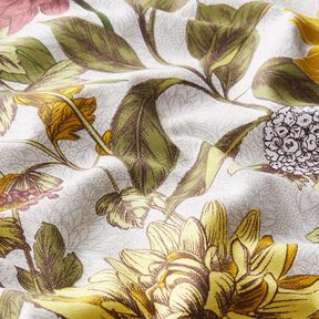 Tissu de décoration panama imprimé floral – gris brume, 