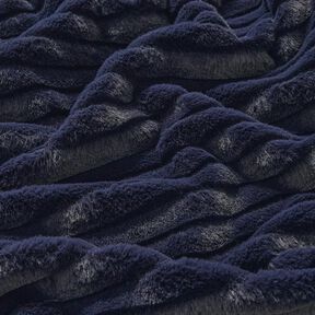 Fausse fourrure à larges rayures horizontales – bleu nuit, 