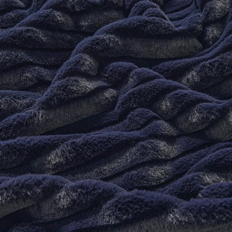 Fausse fourrure à larges rayures horizontales – bleu nuit, image number 2