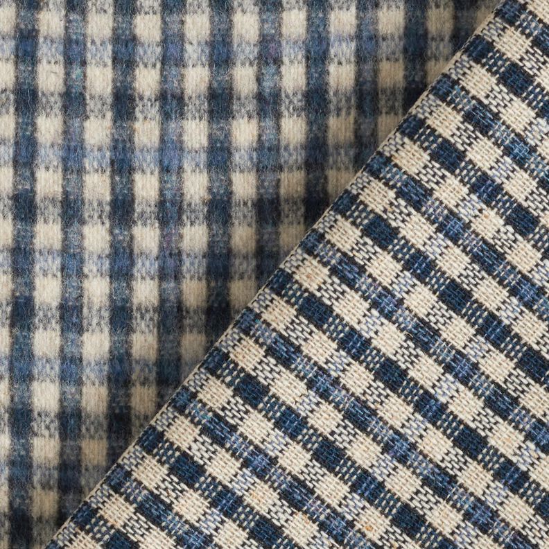 Tissu pour manteau en laine mélangée à petits carreaux – beige/bleu, image number 5