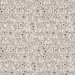 Tissu de décoration Semi-panama Chiens de dessin animé – noir/nature, 