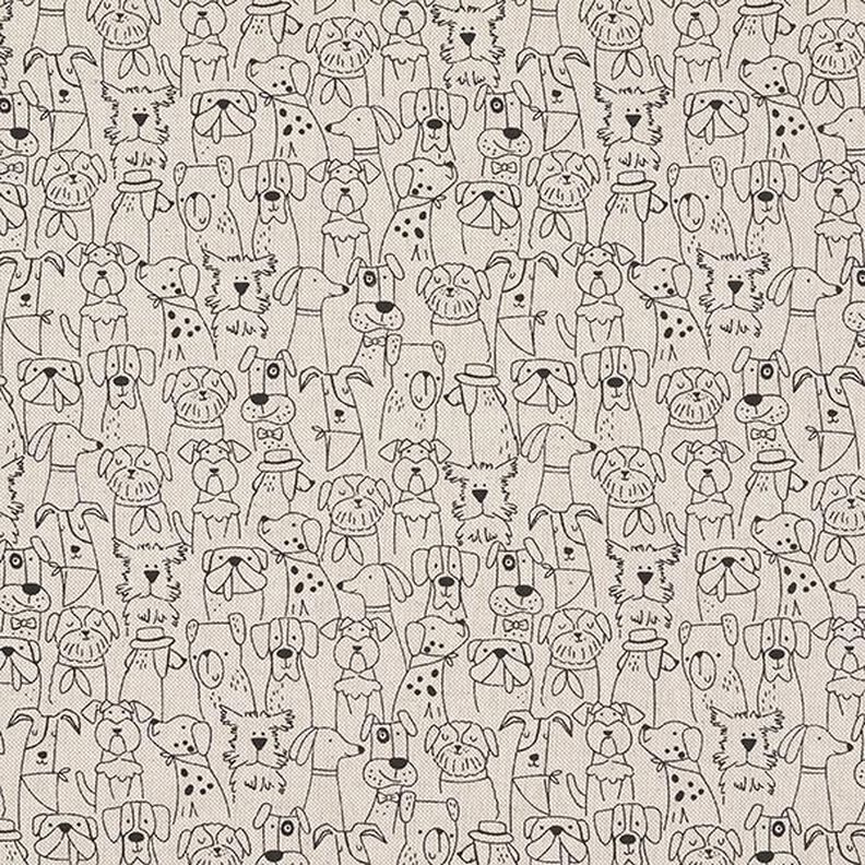 Tissu de décoration Semi-panama Chiens de dessin animé – noir/nature,  image number 1