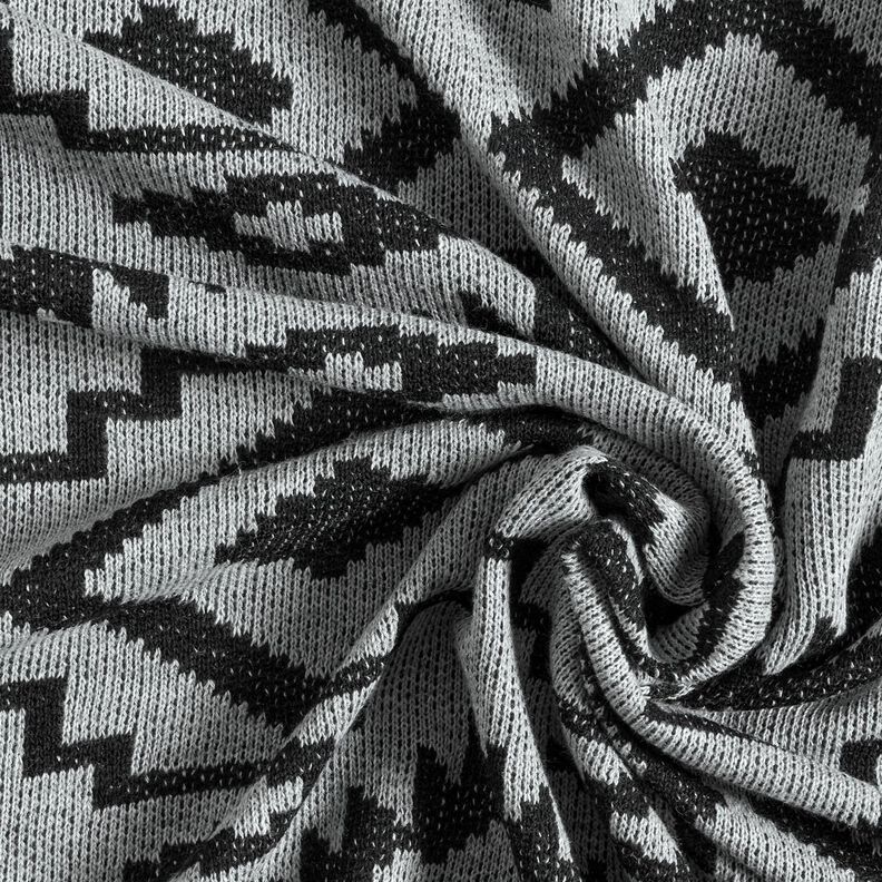 Tissu maille à motif ikat – gris/noir,  image number 3