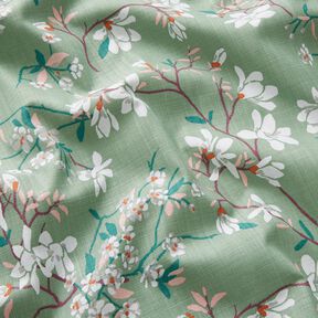 Tissu de décoration Panama Fleurs de cerisier – menthe clair/raisin, 