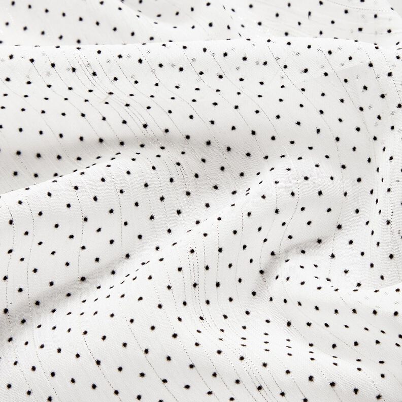 Mousseline Rayures et pois pailletés – blanc, image number 2