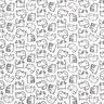 Tissu en coton Cretonne Esquisses de chats – noir/ivoire,  thumbnail number 1