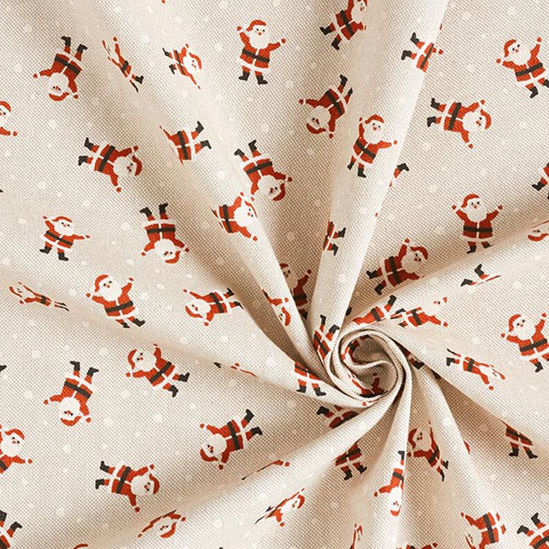 Tissu de décoration Semi-panama mini pères Noël – nature, image number 3