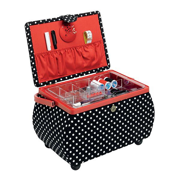 Coffret à ouvrage à pois [ Dimensions : 32 x 20,5 x 20 cm ] | Prym – noir,  image number 2