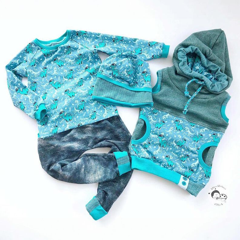 Jersey coton Dinosaures et fossiles | Glitzerpüppi – bleu clair/menthe poivrée,  image number 6