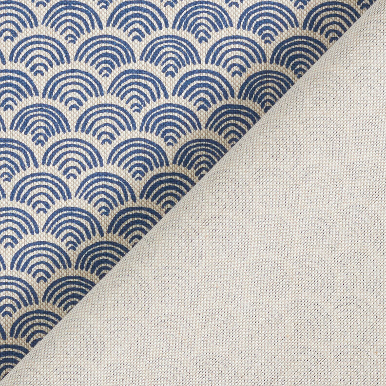 Tissu de décoration Semi-panama Arcs ondulés – nature/indigo,  image number 4