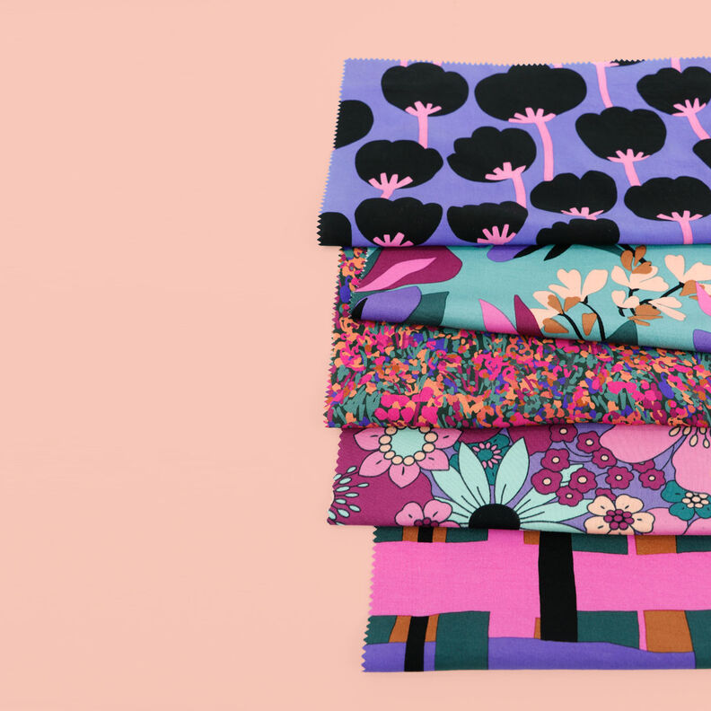 Tissu en viscose stretch Line Layers | Nerida Hansen – vert foncé/lilas, image number 6