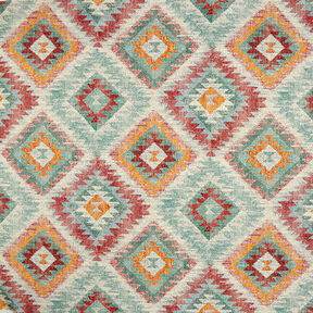 Tissu de décoration Gobelin Losanges Ethno – turquoise clair/beige clair, 