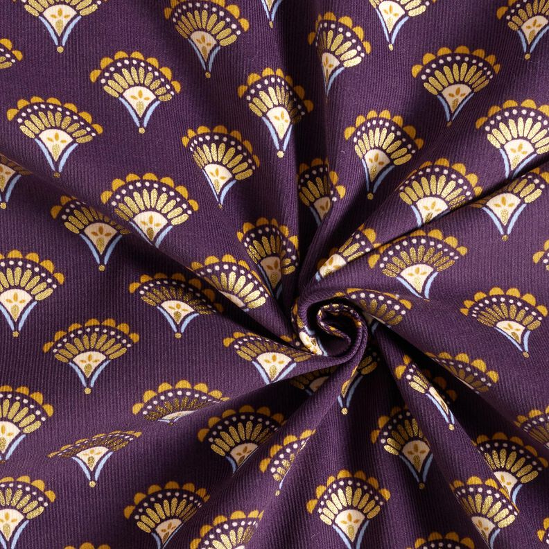 Velours milleraies Éventails à paillettes – aubergine,  image number 3