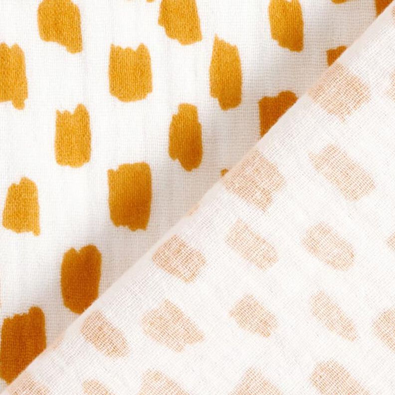 Tissu double gaze de coton Carreaux avec taches – blanc/jaune curry,  image number 4