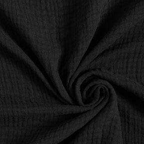 GOTS Tissu triple gaze de coton – noir, 