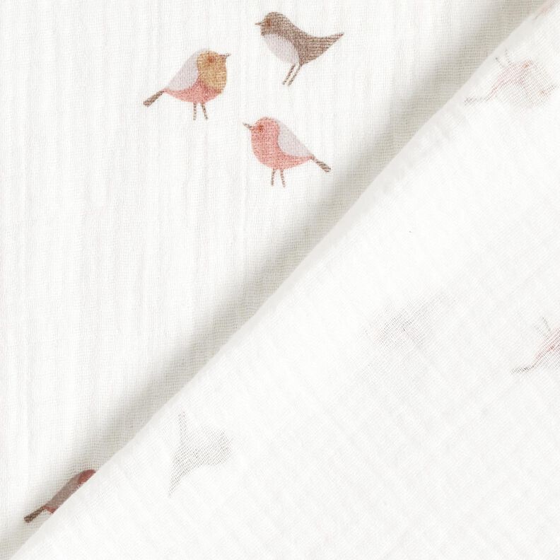 Tissu double gaze de coton Petits oiseaux – ivoire, image number 4