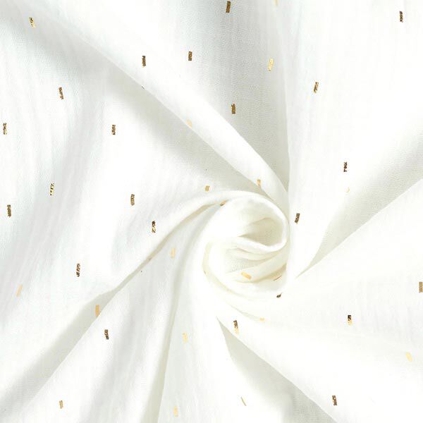 Tissu double gaze de coton imprimé feuille Rectangle | by Poppy – écru,  image number 3