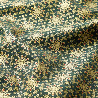 Tissu en coton Popeline Étoiles orientales – vert sapin/or, 