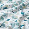 Tissu viscose motif floral géométrique – blanc/bleu aqua,  thumbnail number 2