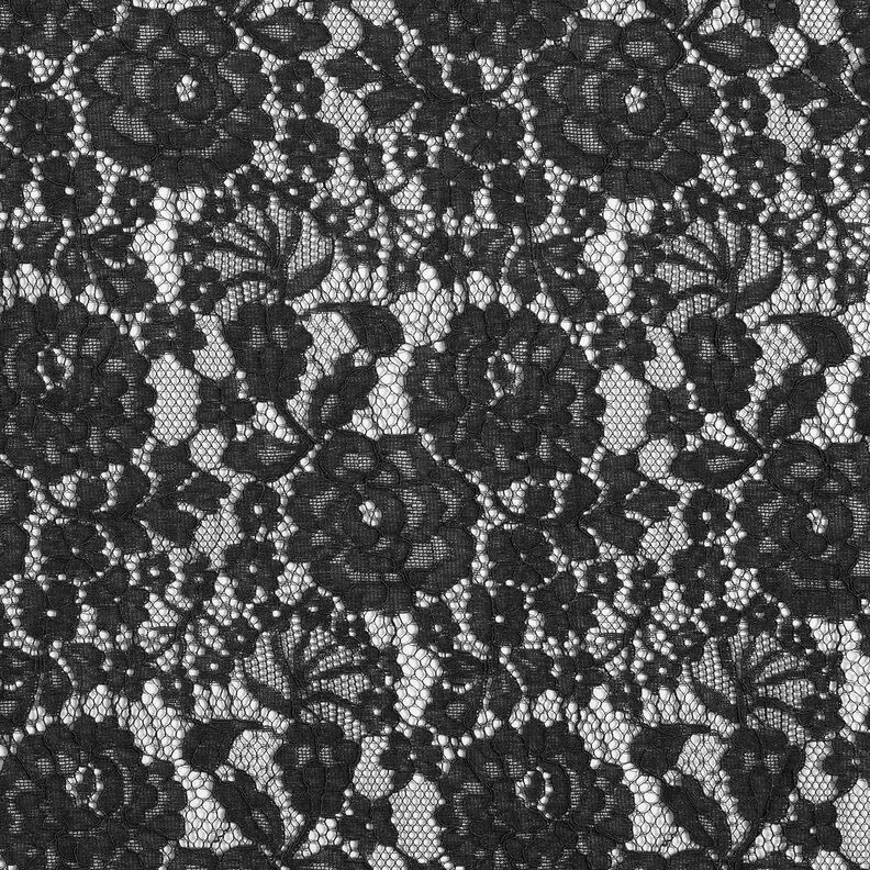 Tissu fin en dentelle Motif floral – noir,  image number 1