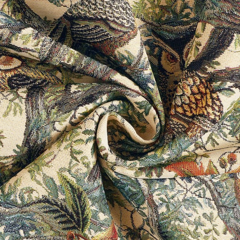 Tissu de décoration Gobelin oiseaux artistiques – beige clair/pin,  image number 3