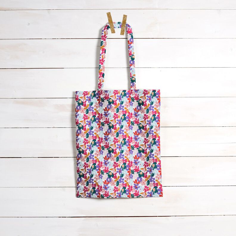 Coton enduit Fleurs pastel – blanc/lilas,  image number 8
