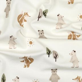 Jersey coton Tiere im Wald Impression numérique | Poppy Fabrics – ivoire/anémone, 