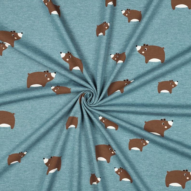 Jersey coton Ours | Poppy Fabrics – gris bleu/brun-marron, image number 3