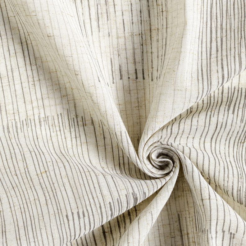 Tissu pour voilages Mélange lin Rayures irrégulières – gris/nature, image number 3