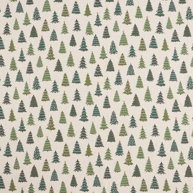 Tissu de décoration Semi-panama Sapins subtils – nature/vert, image number 1