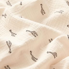 Tissu double gaze de coton Jolies girafes – blanc, 