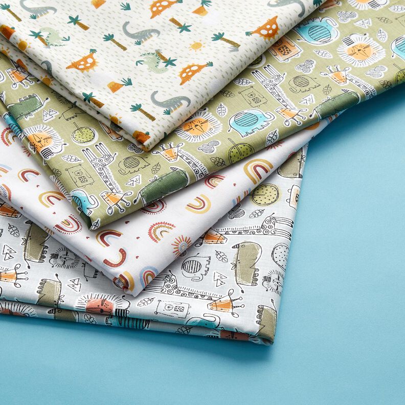 Tissu en coton Cretonne Animaux de safari – olive clair, image number 5