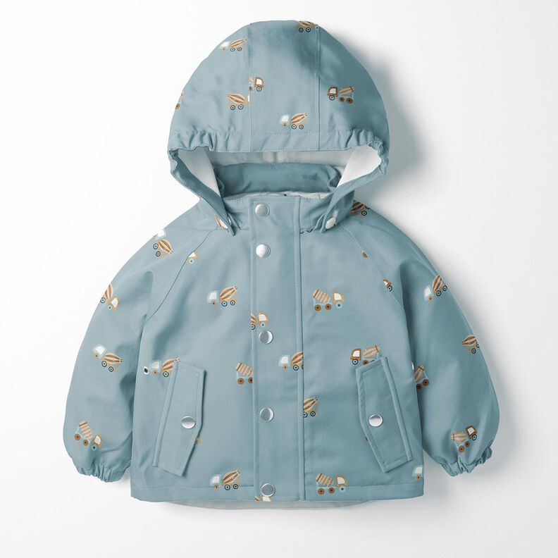 Tissu pour veste de pluie Bétonnière Impression numérique – jean bleu clair,  image number 7