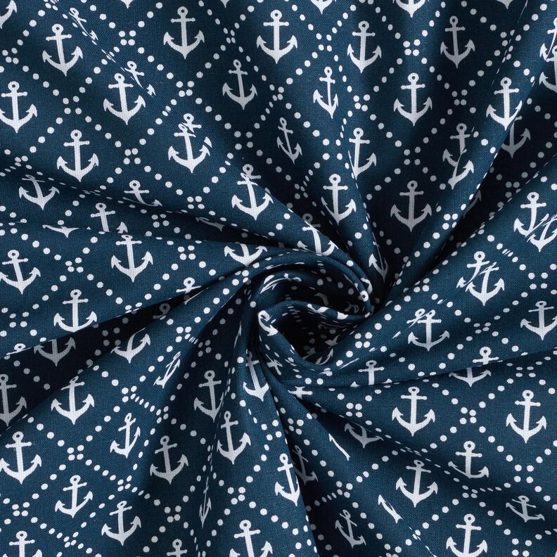 Tissu en coton Cretonne Ancre classique – bleu nuit/blanc, image number 3