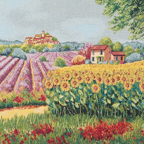 panneau décoratif Gobelin Paysage fleuri – carmin/beige clair, 