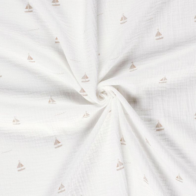 Tissu double gaze de coton Bateaux à voile – écru/nature, image number 3
