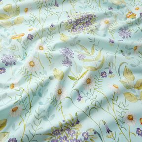 Tissu en coton Popeline Fleurs sauvages – menthe clair/lavande, 