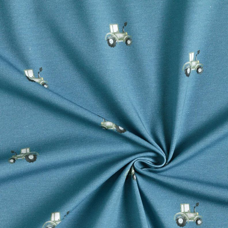 GOTS Jersey coton Tracteur Impression numérique – bleu jean,  image number 3