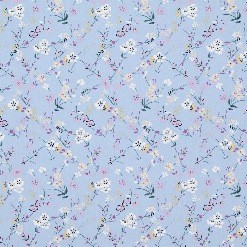 Popeline de coton Fleurs délicates – bleu clair/beige,  image number 1