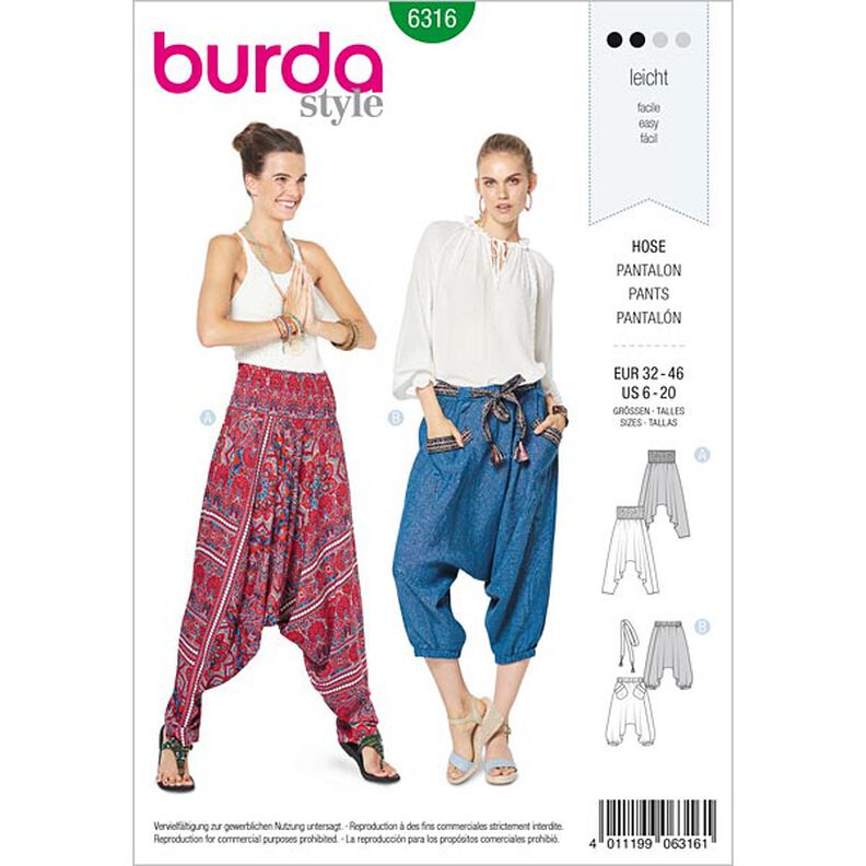 Pantalon, Burda 6316 | 32 - 46,  image number 1