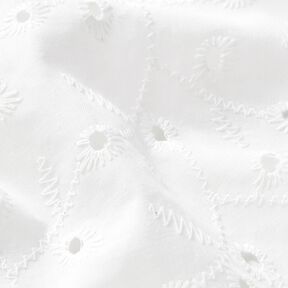 Tissu en coton Broderie ajourée vrilles de fleurs – blanc, 